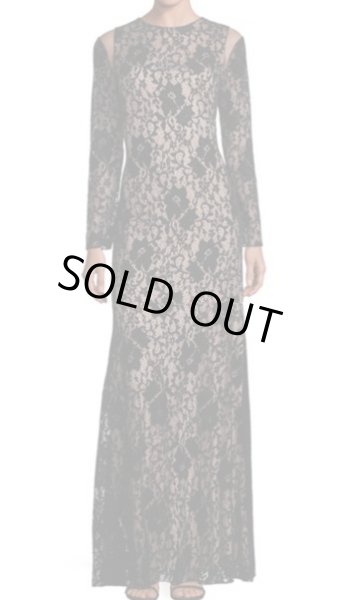 画像1: Tadashi Shoji タダシショージ　Long Sleeve Lace Gown ブラック (1)