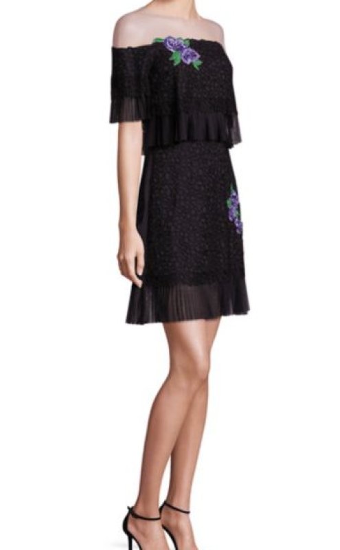 画像3: Tadashi Shoji タダシショージ   Missy-8 Off-the-Shoulder Illusion Dress ブラック (3)