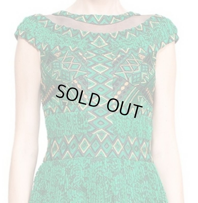 画像3: 再販売【シェリーさんご着用】Tadashi Shoji タダシショージ　Jungle Green Cap Sleeve Abuja Dress　グリーン系 (3)