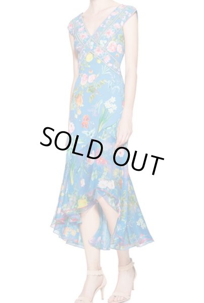 画像1: 【アンミカさん愛用】Tadashi Shoji タダシショージ　Missy-8 Floral Cap Sleeve Dress ブルー (1)