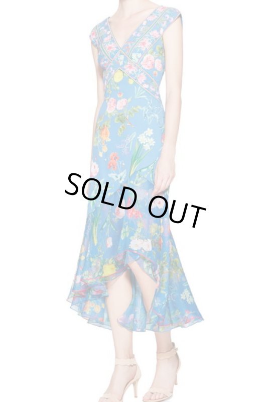 画像1: 【アンミカさん愛用】Tadashi Shoji タダシショージ　Missy-8 Floral Cap Sleeve Dress ブルー (1)