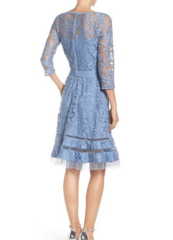 画像2: Tadashi Shoji  タダシショージ     Lace Overlay Dress ブルーストーン (2)