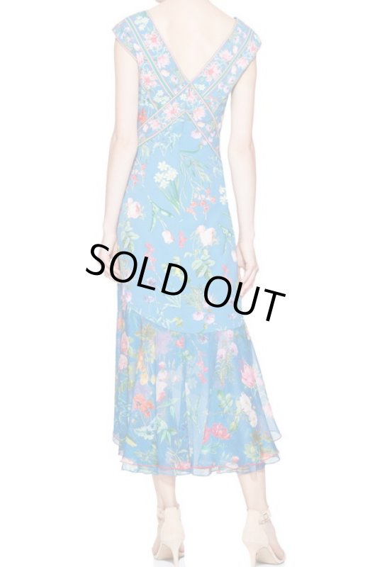 画像2: 【アンミカさん愛用】Tadashi Shoji タダシショージ　Missy-8 Floral Cap Sleeve Dress ブルー (2)