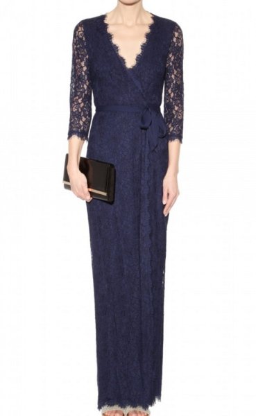 画像1: 【パリスヒルトン愛用】Diane von Furstenberg ダイアンフォンファステンバーグ　　Julianna Lace Wrap long Dress　 (1)