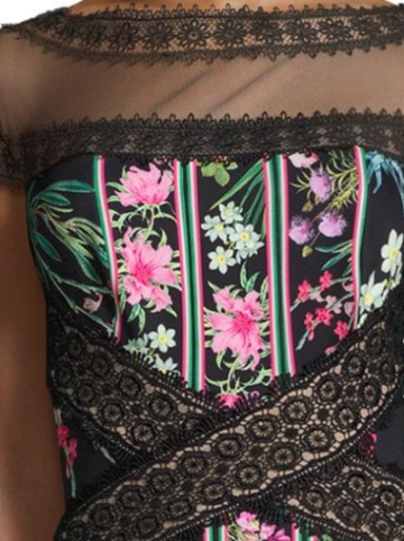 ドレスTADASHISHOJI Tadashi Shoji タダシショージ Missy-8 Sheer Floral Sheath