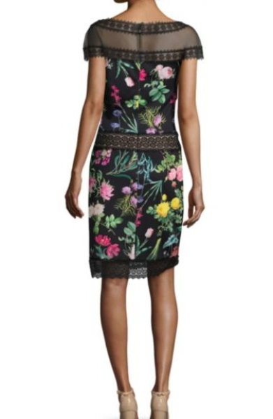 画像4: Tadashi Shoji タダシショージ Missy-8 Sheer Floral Sheath Dress ブラック (4)