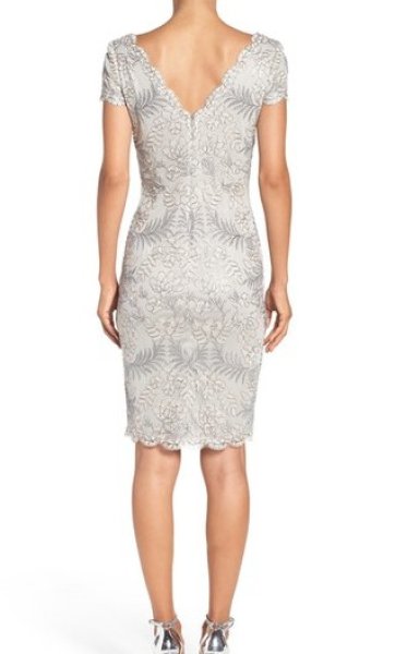 画像2: 【ドラマ使用】Tadashi Shoji タダシショージ Lace Sheath Dress ライトパール (2)
