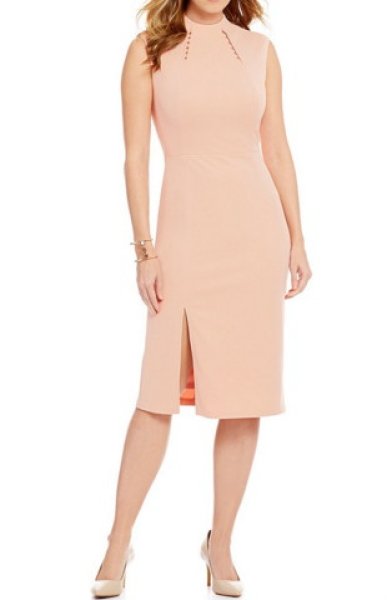 画像1: 【イヴァンカトランプ愛用】Ivanka Trump　Scuba Crepe Paneled Sheath Dress　Ballet (1)