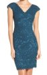 画像1: Tadashi Shoji  タダシショージ 　Corded Lace Tulle Sheath Dress　starry night　ブルー系、グリーン系 (1)