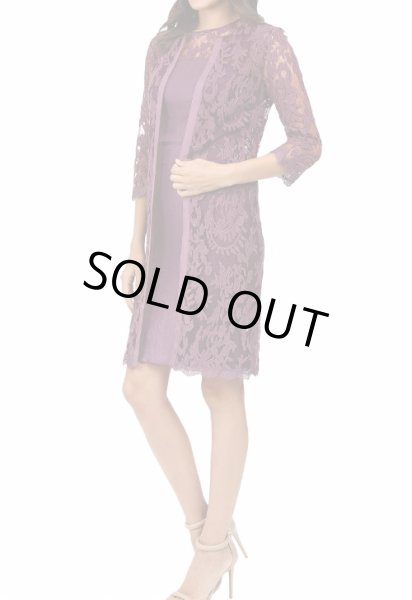 画像2: Adrianna Papell アドリアナパペル レースジャケット付きドレス プラム (2)