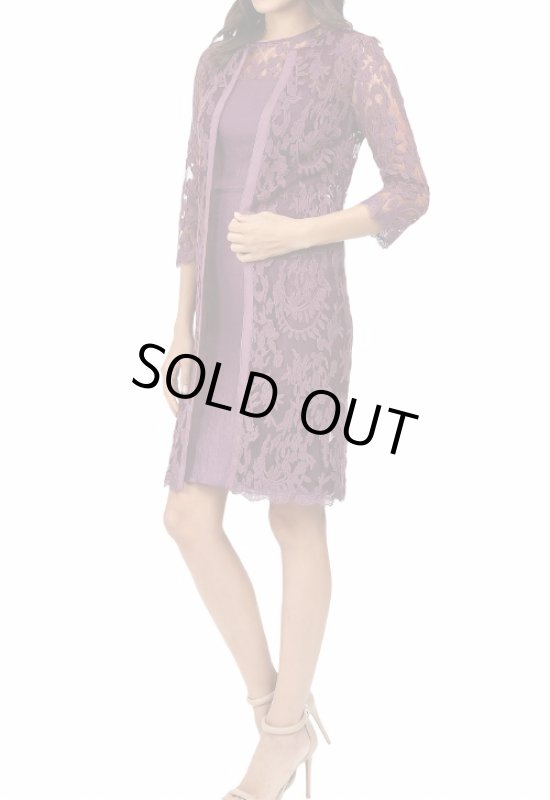 画像2: Adrianna Papell　アドリアナパペル　レースジャケット付きドレス　プラム (2)