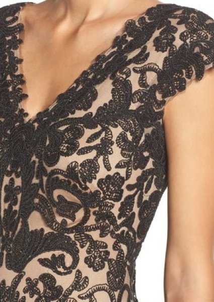 画像3: Tadashi Shoji  タダシショージ  Corded Lace Tulle Sheath Dress ブラック (3)