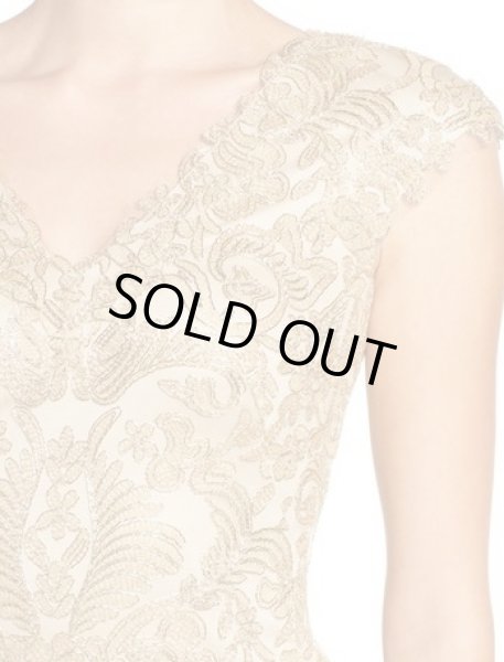画像3: Tadashi Shoji  タダシショージ  Corded Lace Tulle Sheath Dress ゴールド (3)