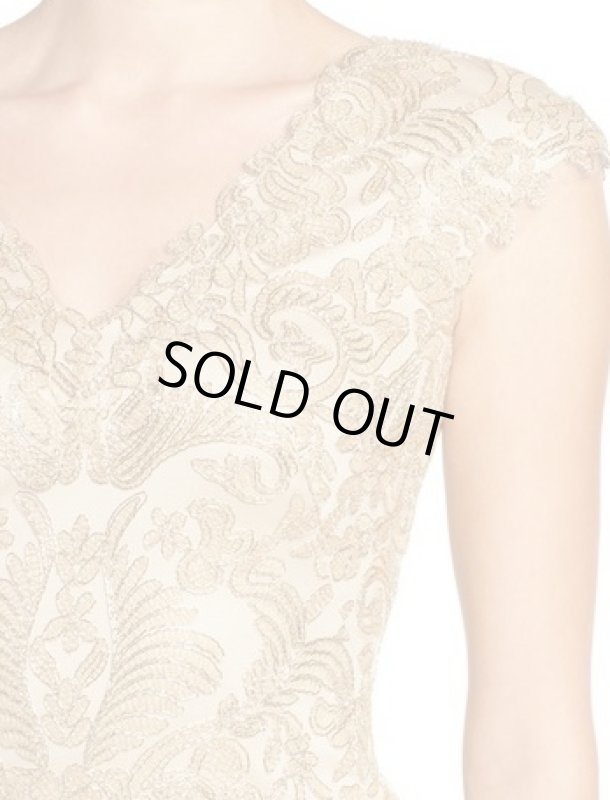 画像3: Tadashi Shoji  タダシショージ 　Corded Lace Tulle Sheath Dress　ゴールド (3)