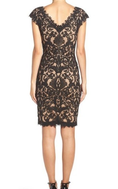 画像2: Tadashi Shoji  タダシショージ 　Corded Lace Tulle Sheath Dress　ブラック (2)