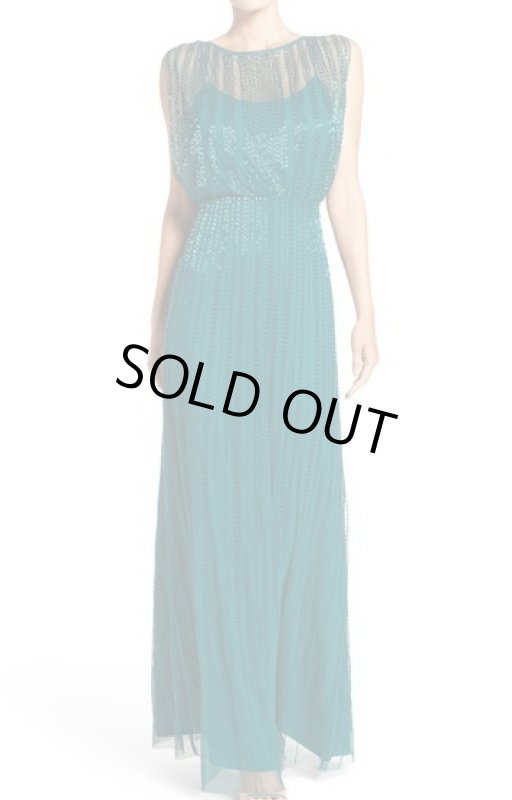 画像1: Adrianna Papell　アドリアナパペル　　Beaded Mesh Blouson Gown  (1)