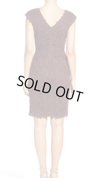 画像2: Tadashi Shoji  タダシショージ  Corded Lace Tulle Sheath Dress ブラックベリー (2)