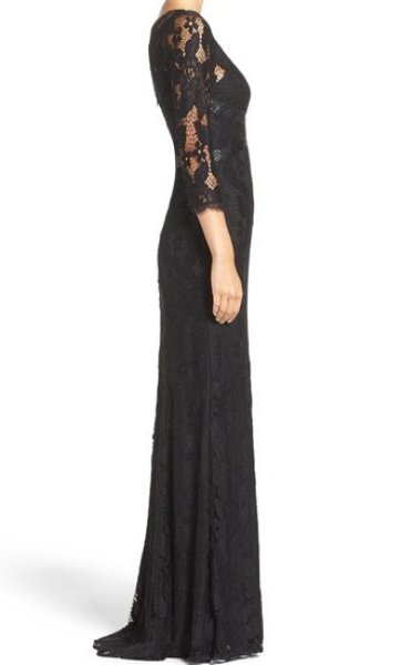 画像3: Adrianna Papell アドリアナパペル パーティードレス  Illusion Yoke Lace Gown ブラック (3)