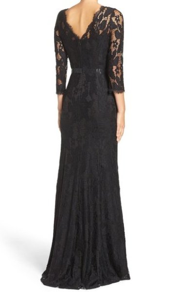 画像2: Adrianna Papell アドリアナパペル パーティードレス  Illusion Yoke Lace Gown ブラック (2)