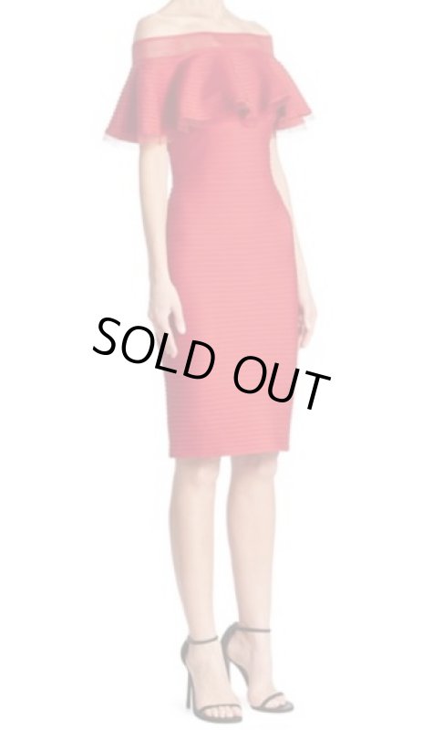 画像4: Tadashi Shoji タダシショージ   Solid Off-The-Shoulder Dress レッド系 (4)