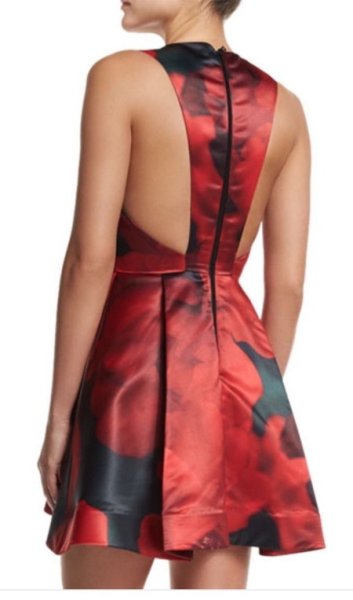 画像3: Alice + Olivia  アリスアンドオリビア  Tanner V Neck Flare Dress ローズ柄 (3)