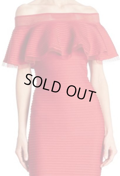 画像2: Tadashi Shoji タダシショージ   Solid Off-The-Shoulder Dress レッド系 (2)