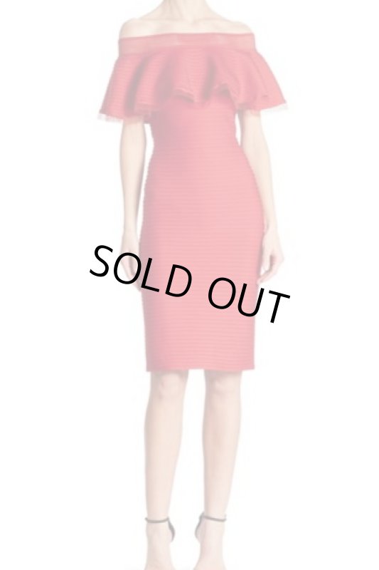 画像1: Tadashi Shoji タダシショージ   Solid Off-The-Shoulder Dress レッド系 (1)