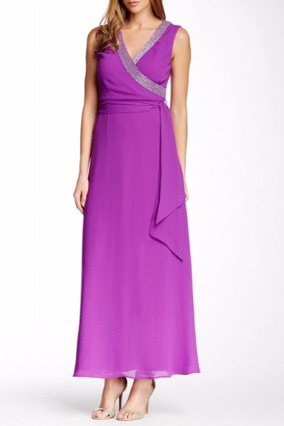 画像1: 再販売【バチェラー・ジャパンに衣装提供】Belle By Badgley Mischka      CREPE SLEEVELESS EMBELLISHED GOWN  (1)