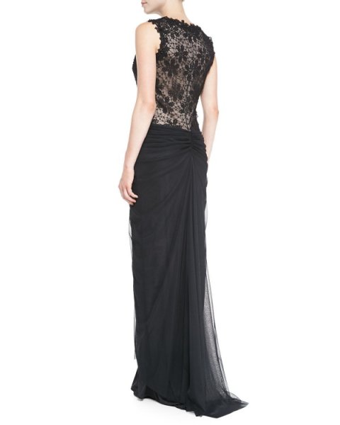 画像2: 再販売【松本まりかさん、真琴つばささんに衣装提供】Tadashi Shoji  タダシショージ　Sleeveless Lace-Bodice Gown　ブラック (2)
