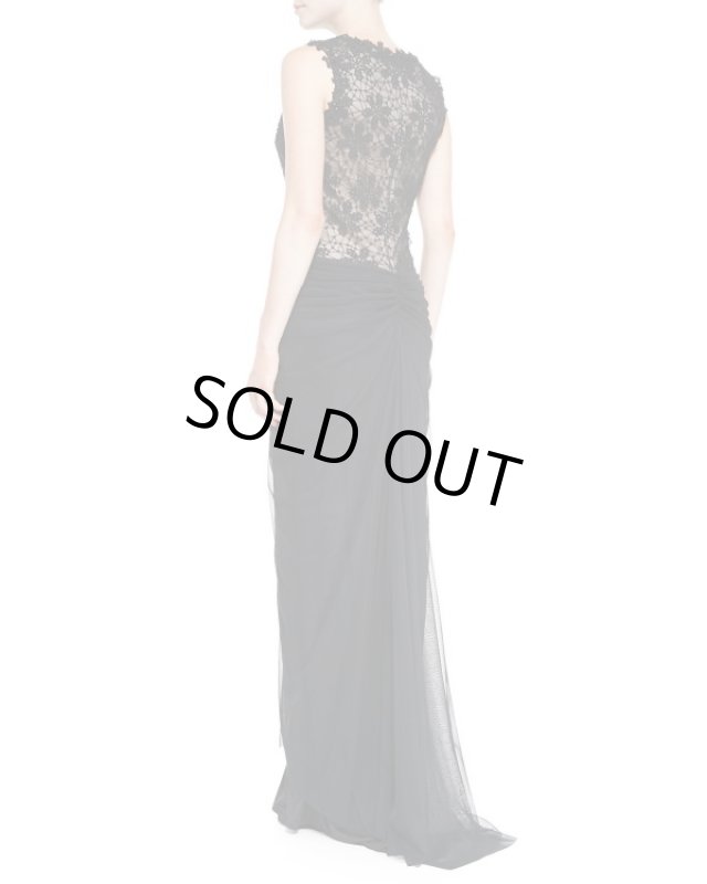 画像2: 再販売【松本まりかさん、真琴つばささんに衣装提供】Tadashi Shoji  タダシショージ　Sleeveless Lace-Bodice Gown　ブラック (2)