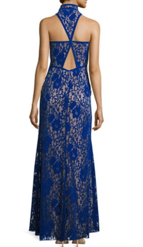 画像2: セール！Tadashi Shoji タダシショージ　Sage Velvet Floral Lace Gown　ブルー系 (2)