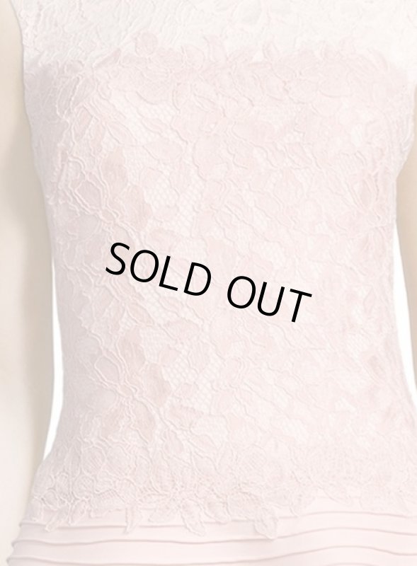 画像2: 再販売セール【木佐彩子さん、牧野紗弥さんがご着用】Tadashi Shoji　タダシショージ　　Lace Mixed-Media Flared Dress ピンク系 (2)