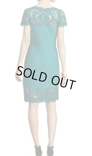 画像4: Tadashi Shoji  タダシショージ Lace Detail Pintucked Dress アクアブルー (4)