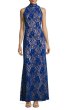 画像1: セール！Tadashi Shoji タダシショージ　Sleeveless Velvet Floral Lace Gown　ブルー系 (1)