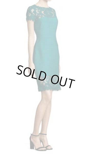 画像2: Tadashi Shoji  タダシショージ Lace Detail Pintucked Dress アクアブルー (2)