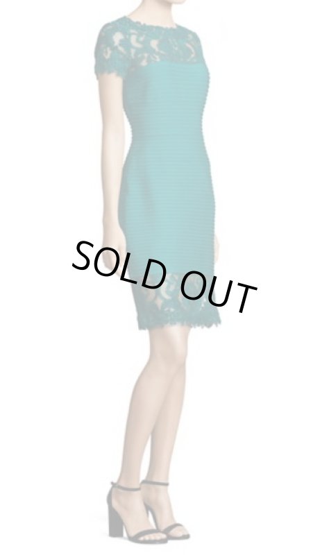 画像2: Tadashi Shoji  タダシショージ　Lace Detail Pintucked Dress アクアブルー (2)