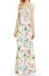 画像1: Tadashi Shoji タダシショージ　 Cap Sleeve V-Back Floral Chiffon Gown　ホワイト (1)