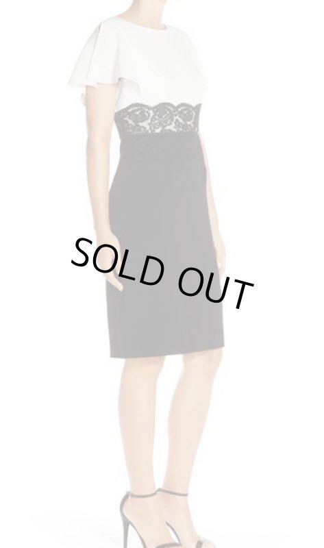 画像3: Adrianna Papell アドリアナパペル　Lace Waist Crepe Sheath Dress (3)