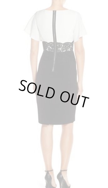 画像2: Adrianna Papell アドリアナパペル Lace Waist Crepe Sheath Dress (2)