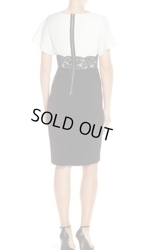 画像2: Adrianna Papell アドリアナパペル　Lace Waist Crepe Sheath Dress (2)