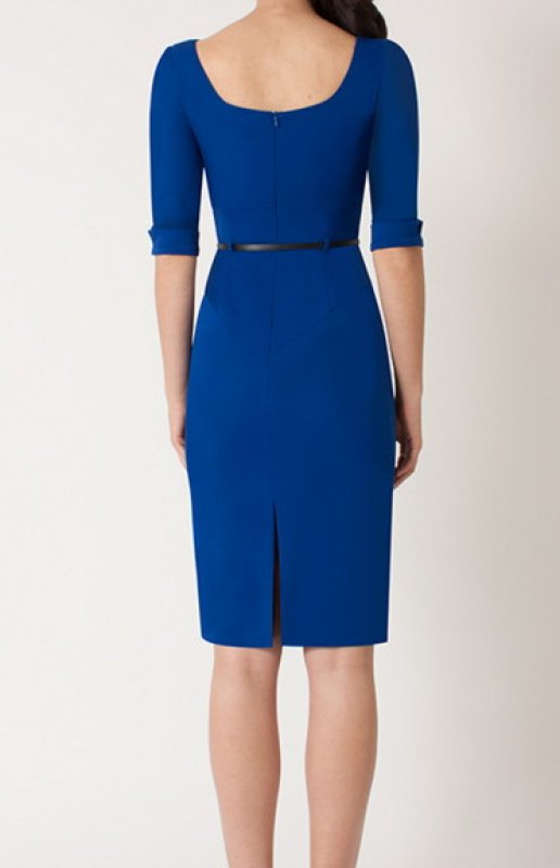 画像2: 【ドラマ使用】Black Halo ７分袖Jackie O Dress  コバルト  10104 (2)