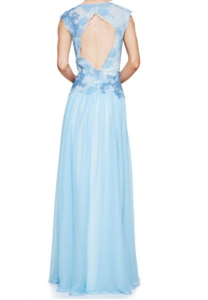画像3: Tadashi Shoji タダシショージ Cap Sleeve Evening Gown ブルー系 (3)