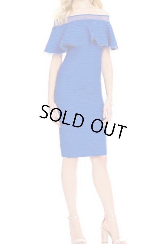 画像1: Tadashi Shoji タダシショージ   Solid Off-The-Shoulder Dress ブルー (1)