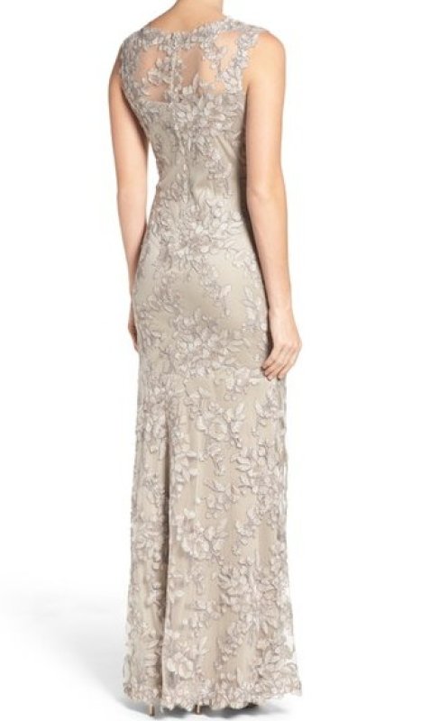 画像2: Tadashi Shoji   タダシショージ　Embroidered Tulle Gown ベージュ系 (2)