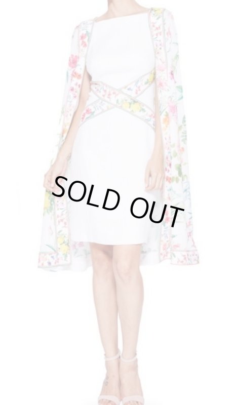 画像1: 限定再販売【アンミカさん着用、ドラマ使用、25ans掲載】Tadashi Shoji タダシショージ　 ケープ付きフローラルドレス (1)