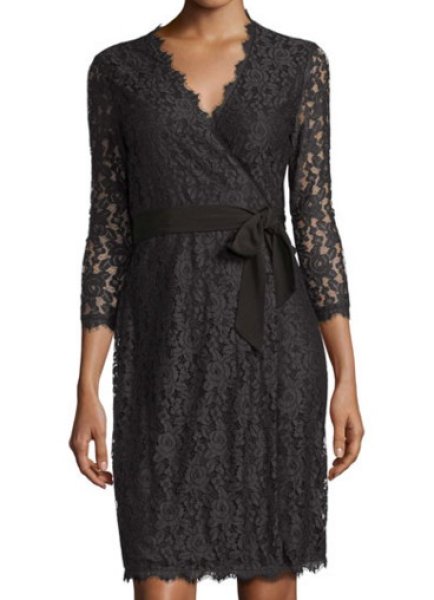 画像2: 【ドラマ使用】Diane von Furstenberg ダイアンフォンファステンバーグ  Julianna Lace Wrap Dress ブラック (2)