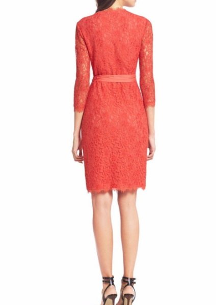 画像2: 【ドラマ使用】Diane von Furstenberg ダイアンフォンファステンバーグ  Julianna Lace Wrap Dress ホットコーラル (2)