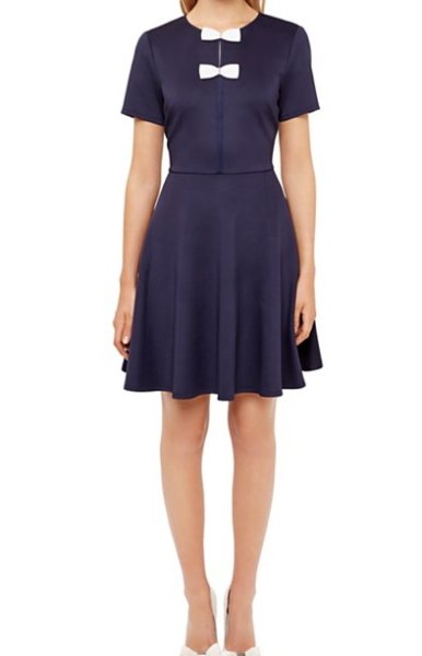 画像1: 【ドラマ使用】Ted Baker テッドベイカー 　Otisia Bow-Detail Skater Dress (1)