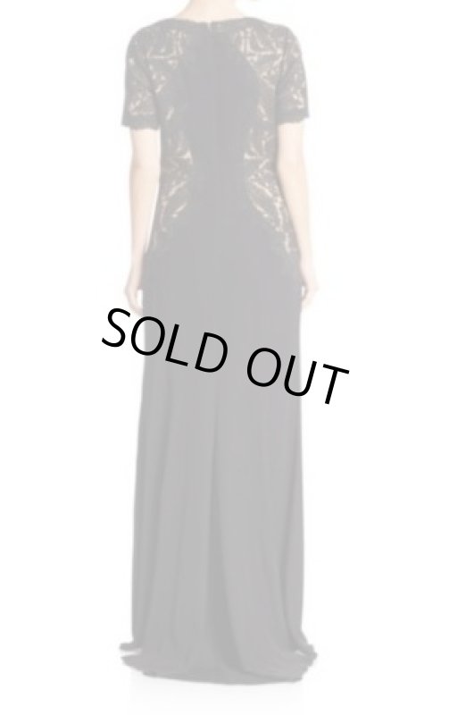 画像2: Tadashi Shoji タダシショージ　Lace-Insert Gown　ブラック (2)