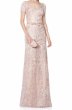 画像1: Tadashi Shoji タダシショージ　Short Sleeved Lace Topped Gown ピンク (1)